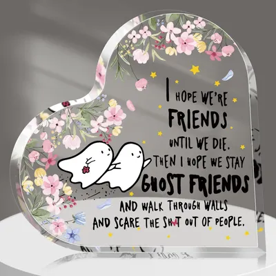 1PC Best Friend Birthday Gifts For Women Bestie Cute Heart Paperweight Keepsake Halloween Gifts Funny Acrylic Plaque for Friends
