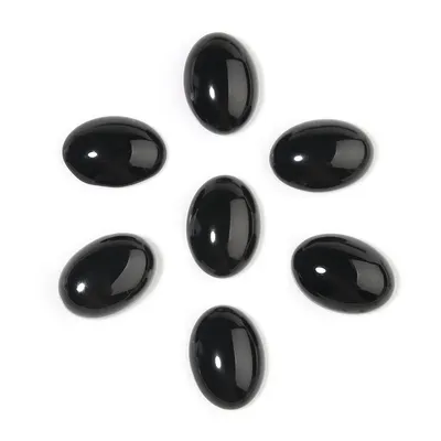 10pcs Natural Stone 10x14/13x18/18x25mm Oval Flatback Black Agate Spacer Cabochon For DIY Jewelry
