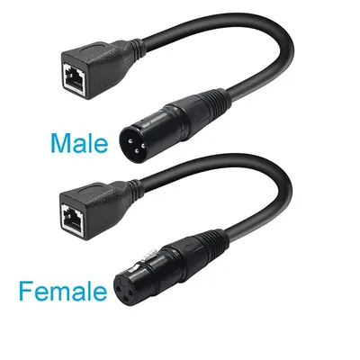 3Pin 5Pin DMX XLR to RJ45 Y Splitter Cable 2 Channel Multi Network Breakout for Stage light and