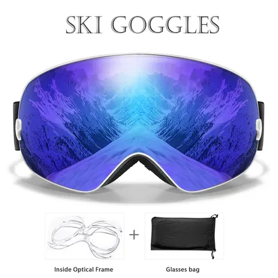 Winter Outdoor SKI Goggles Men And Women Teen, Free Optical Frame and Bag, UV400 Anti-Fog Snowboard
