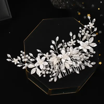Wedding Floral Hairpin Side Comb Bridal Hair Jewelry Imitation Pearl Hair Clip New Fashion Princess Tiaras Marriage Headpiece