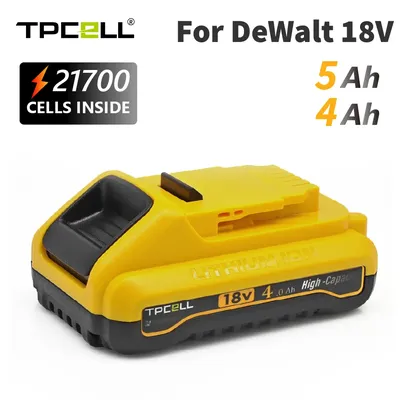 TPCELL 4Ah/5Ah For DeWalt 20V Battery 21700 DCB204 Replacement Battery Compatible With For Dewalt