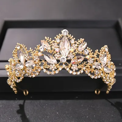 Baroque Luxury Crystal AB Bridal Crown Tiaras Light Gold Diadem Tiara for Women Bride Wedding Hair Accessories Jewelry Crown