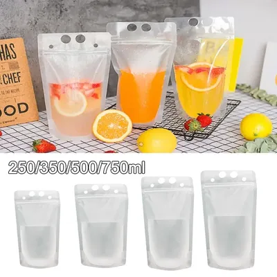 50Pcs Juice Coffee Drinks Seal Pouches Kitchen Vertical Liquid Standing Bag Frosted Disposable