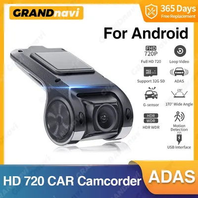 Grandnavi HD Car DVR Dash Cam ADAS Video 720P USB TF Card 16G/32G Auto Recorder for Android