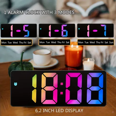 Creative Number Clock Color Nightlight Temperature Calendar Alarm Clock LED Large Number Electronic