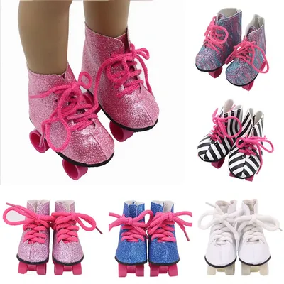 18 Inch American Doll Roller Ice Skates Doll Boots Shoes Fit for 43Cm Baby New Born Doll Generation