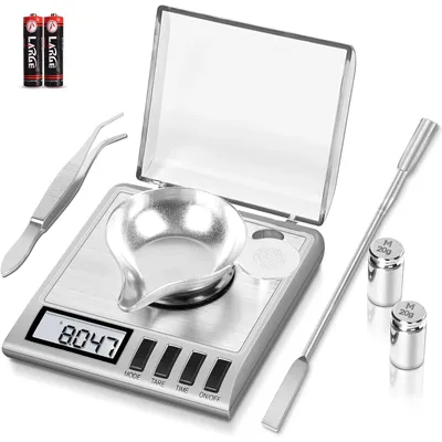 Milligram Scale, 50g/0.001g Digital Milligram Scale with Calibration Weights Jewelry and Gem Scale