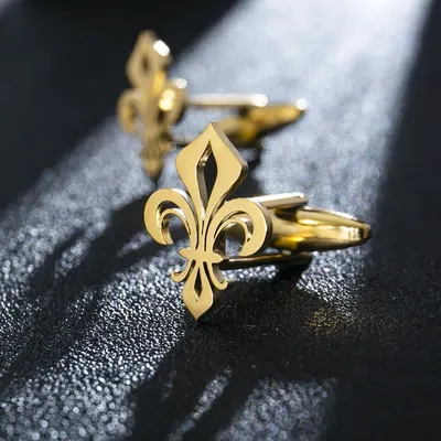 Fashion Stainless Steel Saint Lily Cufflinks for Men Vintage Christianity Faith Jewelry Groom