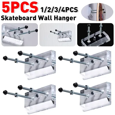 1-5PCS Skateboard Wall Hanger Wall Mount Skateboard Storage Holder Acrylic Skateboard Wall Storage