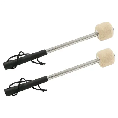2 Pcs 12.5Inch Bass Steel Drum Mallets,Wool Felt Drum Sticks with Stainless Steel Handle, Anti-Slip