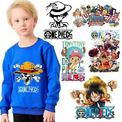 One Pieces Heat Transfer Sticker Anime Luffy Logo Clothes Ironing Patches Fashion T-shirt DIY