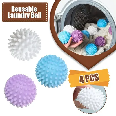 4Pcs PVC Dryer Ball Reusable Laundry Ball Washing Machine Drying Fabric Softener Ball for Home