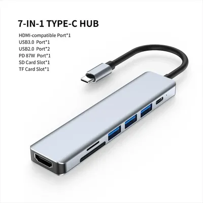 7 In 1 Type C Usb Hub Seven In One Type C 4k 30hz Usb Splitter Supports All Type C Channel Computers