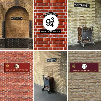 Train Platform Brick Wall 9 3/4 Photography Backdrop Customized Decoration Paradise Magic School