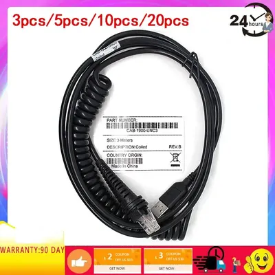 New 1900g Scanner New 3M Coiled Usb Cable For Honeywell 1200g 1202g 1250g 1300g 1450g 1900h 1902