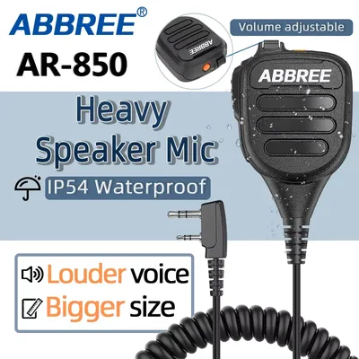 ABBREE AR-850 Walkie Talkie Handheld Heavy Speaker Adjustable Speaker Mic Shoulder Microphone for