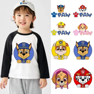 PAW Patrol Iron on Patches Cute Cartoon Heat Transfer Stickers Kawaii Anime DIY Clothes Fashion