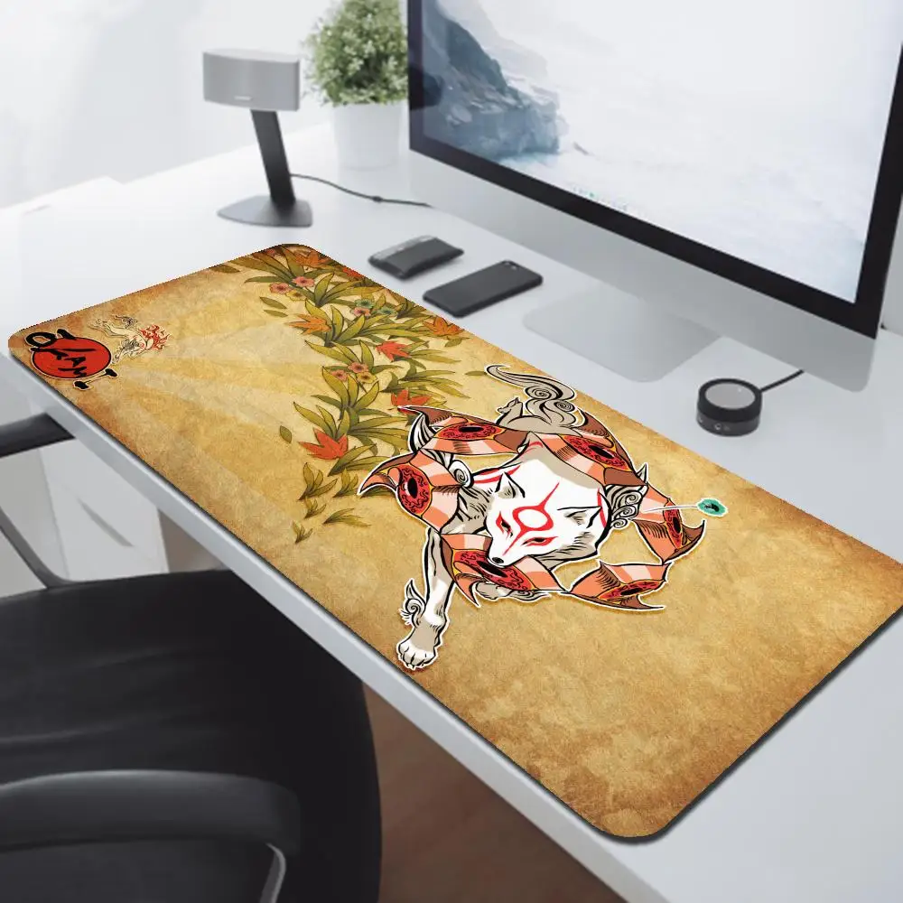Okami Mouse Pad 900x400 PC Keyboard Deskpad Gaming Mousepad Rubber Mouse Mats XXL Computer Table Carpet Retro Japanese Desk Mat