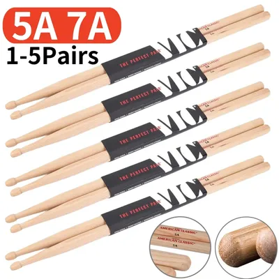Beginners Drum Sticks Consistent Weight and Pitch Mallets Wood Tip Drumsticks American Hickory