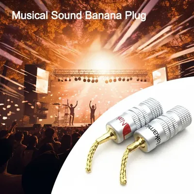 Musical Sound Banana Plug Pin Screw Type Speaker Wire Cable Connectors 24K Gold Plated Audio Jack Connectors for Speaker Wire