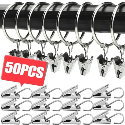 Lots Stainless Steel Curtain Clips with Hook Window Curtains Hanging Clamps Accessories Home Room