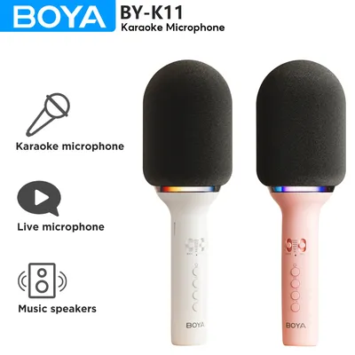 BOYA K11 Wireless Bluetooth Karaoke Microphone Portable Handheld Mic Speaker Machine Home Party Birthday Home KTV for Smartphone