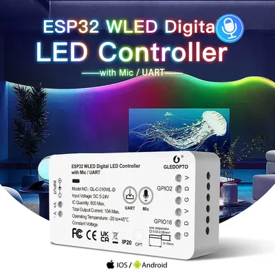 ESP32 WLED RGBW Digital Strip Voice Controller Support WS2811 SK6812 SM16703P WS2812B APP Web MQTT