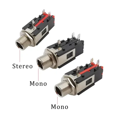2Pcs 1/4Inch 6.35mm Connector 6.3mm 3 Pin Audio Stereo/Mono Phone Female Jack Headphone Socket