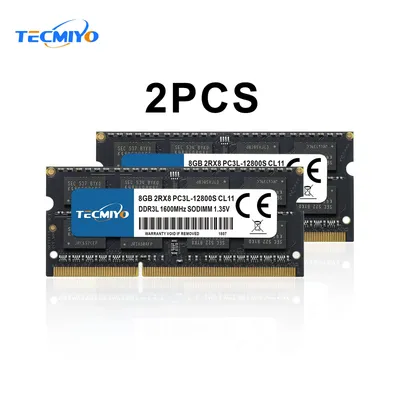 TECMIYO 2X8GB DDR3L 1600MHz SODIMM Laptop Memory RAM DDR3 8GB 1600MHz SODIMM 1.35V PC3L-12800S