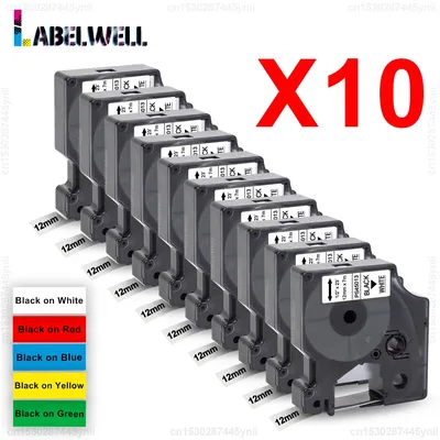Labelwell 5/10PK 45013 12mm D1 Tape Compatible for DYMO D1 45013 45010 45018 Label Tape for Dymo