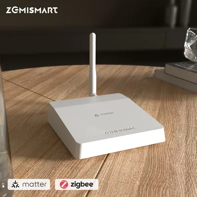 Zemismart Matter Zigbee Gateway with Antenna Smart Home Hub Bridge Works with Tuya App Homekit