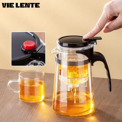750ML Tea Pot with Infuser Thickened Glass Heated Resistant Flower Scented Tea Pot One-button