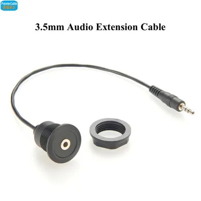Round panel mount 3.5mm Male to 3.5mm Female Car Truck Dashboard Flush Mount 3.5mm 1/8" AUX Audio
