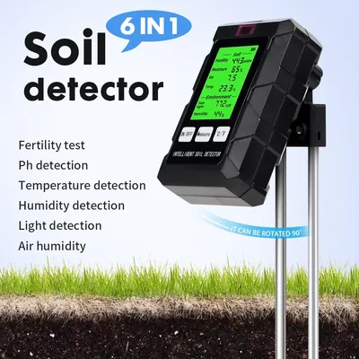 6 in 1 Soil Detector Soil Tester pH Temperature Humidity Sunlight Air Moisture Nutrient Fertility