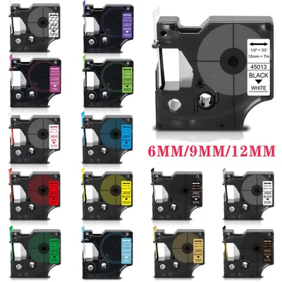1PCS 15 Colors D1 Tape 45013 40913 43610 40910 for Dymo D1 Tapes Label Ribbon Compatible Dymo