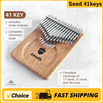 Seeds Chromatic Kalimba 41 Keys C Tone 3 Layer Professional Thumb Piano Handmade Okoume Wood Calimba