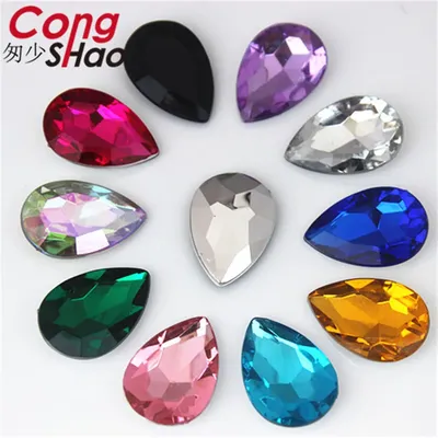 Cong Shao 100pcs 18*25mm Water Drop tip bottom Acrylic Rhinestone trim stones and crystals costume