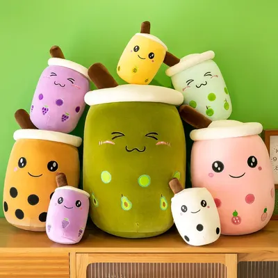 24-70cm Giant Size Bubble Tea Plushies Squishy Milk Tea Boba Pillow Peluche Ice Cream Fruits Juice