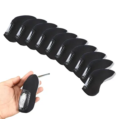 10Pcs/Set Golf Club Head Covers Golf Iron Headcovers Guard No Number Visible Window Sleeve Cover