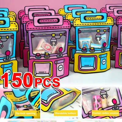 150Pcs Food Grade Cartoon Doll Shape Sweets Cookies Snack Sealing Pockets Wedding Children's