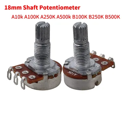 10pcs A10k A100K A250K A500k B100K B250K B500K 3Pin 18mm Shaft Amplifier Dual Stereo Potentiometer