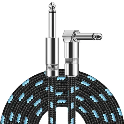 Electric Guitar Cable Braided 1/4 ft Jack 90 Degree TS 6.5mm Audio Mono Cable Bass Electric Box