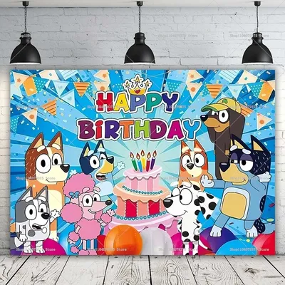 Bluey Moose Background Banner Cartoon Bluey Bingo Family Children Birthday Party Photography