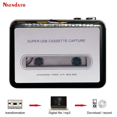 USB Cassette Player Tape to MP3 Converter Capture Adapter Audio Music Player Tape USB Cassette