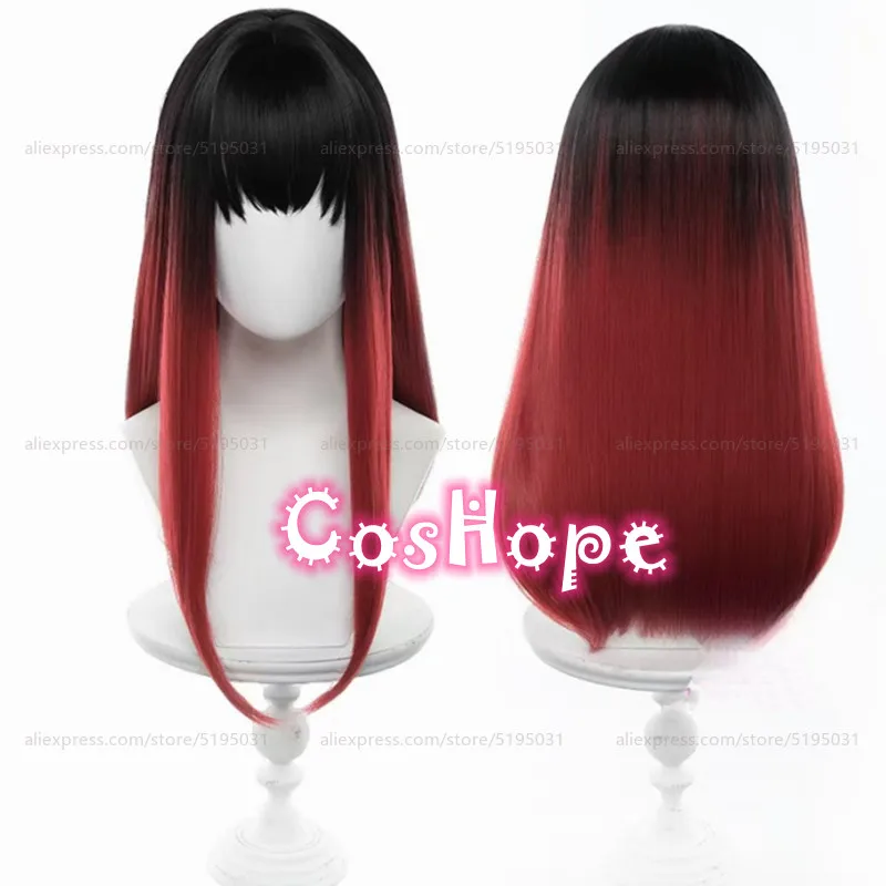 Tasuku Tsubakino Cosplay Wig 55cm Medium Long Hair Black Red Dyed Wig Cosplay Anime Cosplay Wigs Heat Resistant Synthetic Wigs