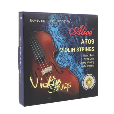 Alice A709 Violin Strings Set Plated Steel Plain String Nylon Core Al-Mg Wound Ni-Cr Winding