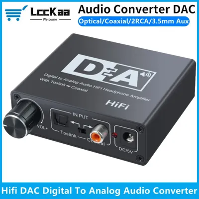 HIFI Digital To Analog Audio Converter Decoder 32-192KHz DAC Amp 3.5mm AUX 2RCA Amplifier Audio