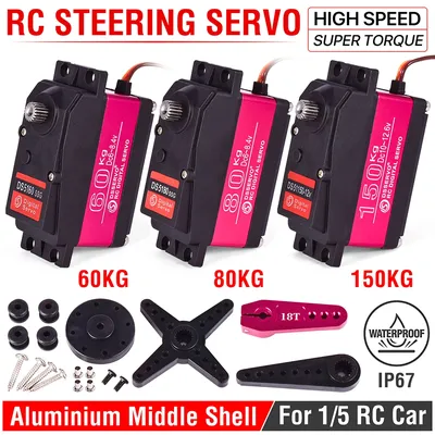 RC Steering Servo High Torque Servo Waterproof 60Kg 80Kg 150Kg 1/5 1/6 servo 8.4V Metal Digital for
