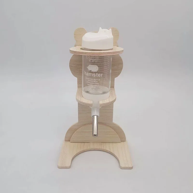 2pcs Set Hamster Ball Water Bottle Rack Golden Bear Vertical Water Bottle Solid Wood Bracket Flower Branch Mouse Water Dispenser